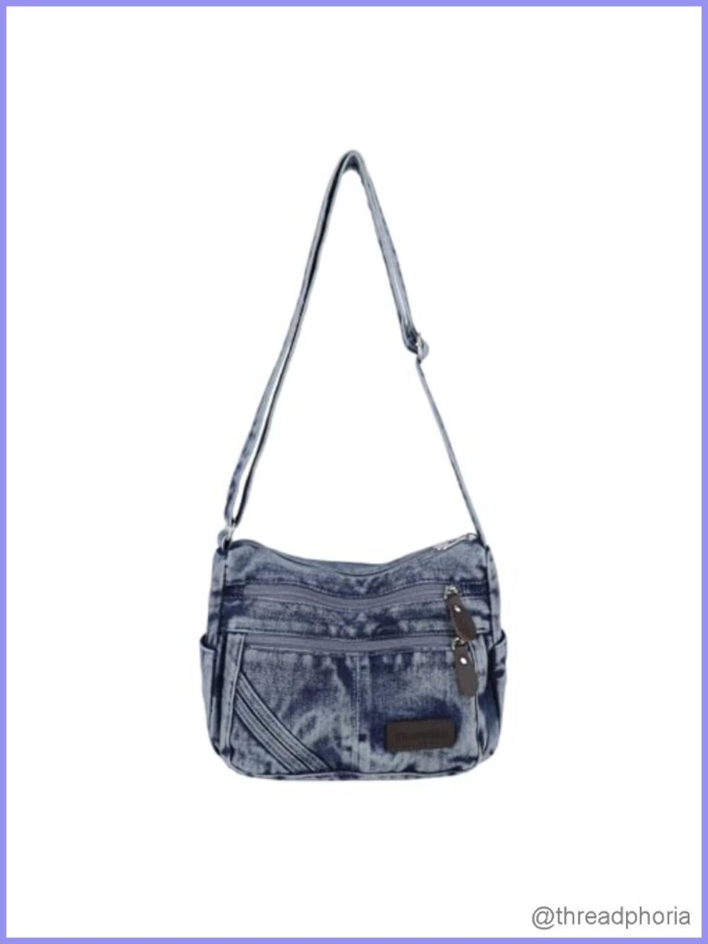 Y2K Vintage Denim Crossbody Bag Textured Wash Hobo Shoulder Purse